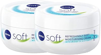 NIVEA Soft Moisturising Cream 2x200ml Face Body Hands Vitamin E Jojoba Oil