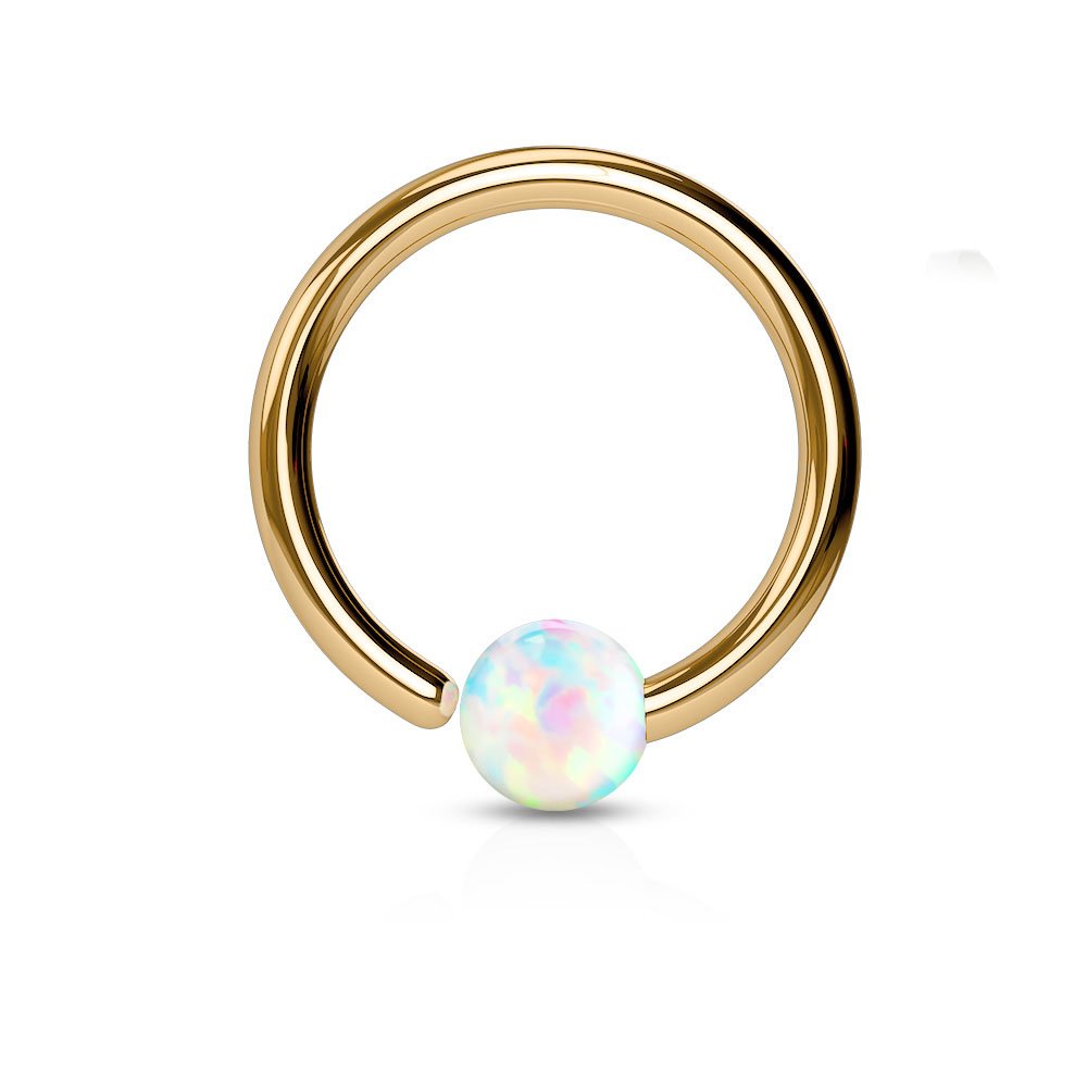 Sold Individually Inspiration Dezigns Rose Gold Synthetic Opal Horseshoe Barbell Ring