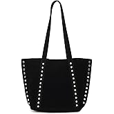 JQAliMOVV Suede Tote Bags for Women Small Fall Y2k Studded Purse with Small Zipper Bag Hobo Suede Shoulder Handbag