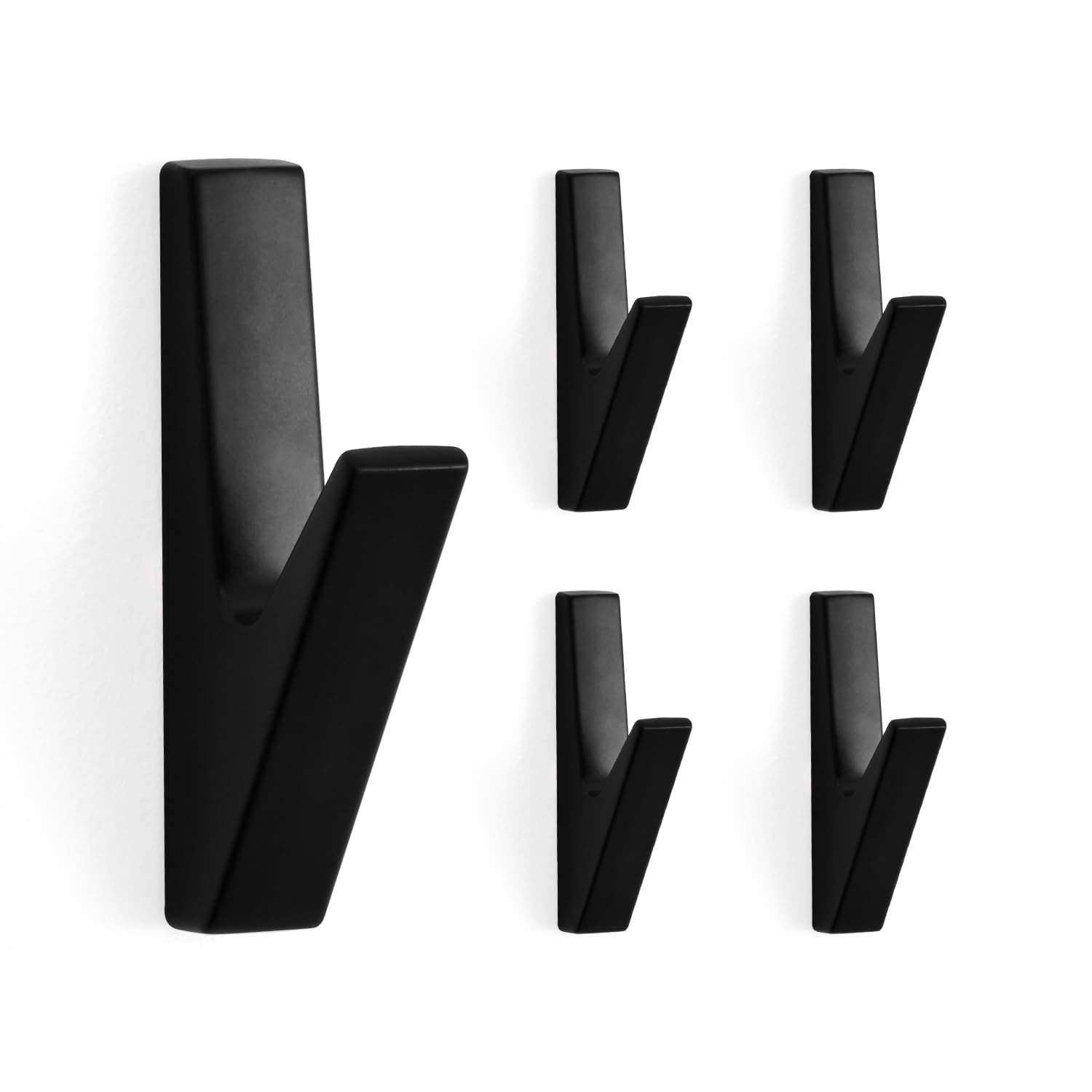 SARIHOSY UJOY 5 Matt Black Wall Coat Hooks Robe Hook, Black Zinc Alloy Coat Hook Suitable for Cloakroom Living Room Bedroom Bathroom, Key Holder for Wall, Black Robe Hook, Novelty Mounted Coat Rack
