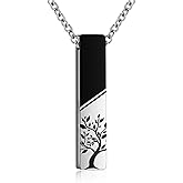 RIPFEVURN Tree of Life/Butterfly/Always with me Urn Necklaces for Ashes for Women Men Bar Stainless Steel Cremation Jewelry Human Ashes Holder Memorial Keepsake Pendant