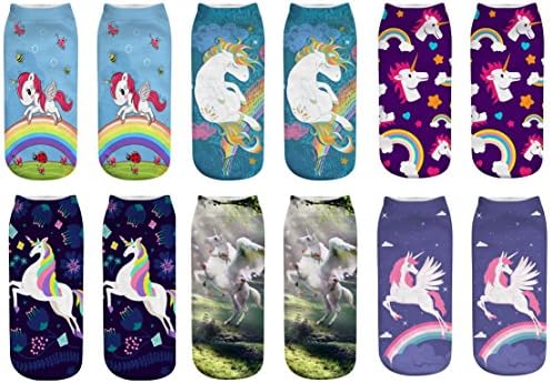 WEILAI Women Girls 3D Animal Cartoon Printed Cute Funny Comfort Casual Low Cut Ankle Socks