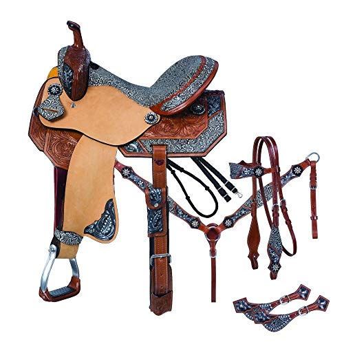 Tough-1 Silver Royal Jameson Barrel Saddle 5-PC Package 16