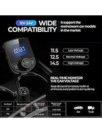 Adaptador de radio inalámbrico para automóvil Transmisor de FM Bluetooth para automóvil Kit de automóvil W Pantalla de 1,44 pulgadas Compatible con tarjeta TF   SD y cargador de automóvil USB para todos los teléfonos inteligentes Reproductores de audio