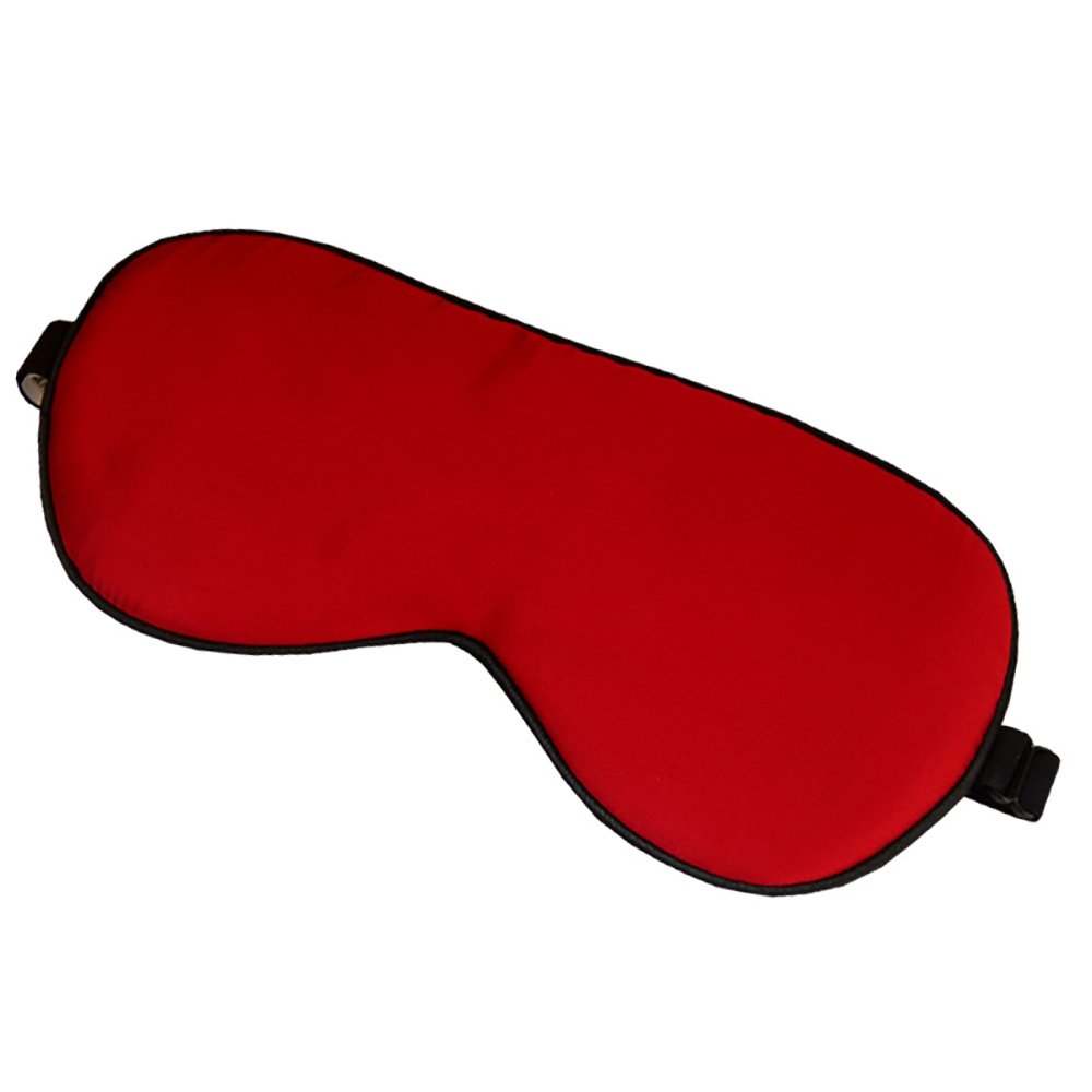 LSHARON 100% Mulberry Silk Sleep Eye Mask - Adjustable Soft Sleeping Mask Blindfold for Men & Women - Deep Relaxation - Red