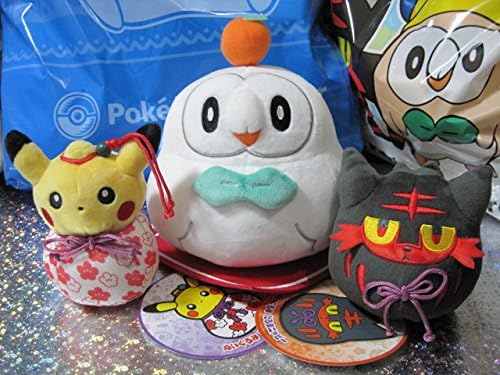 Amazon Co Jp ポケモンセンター お正月 ぬいぐるみ 3点鏡餅 モクロー ひょうたん ピカチュウ だるま ニャビーds ちりめん お正月 飾り 玄関に ホビー 通販