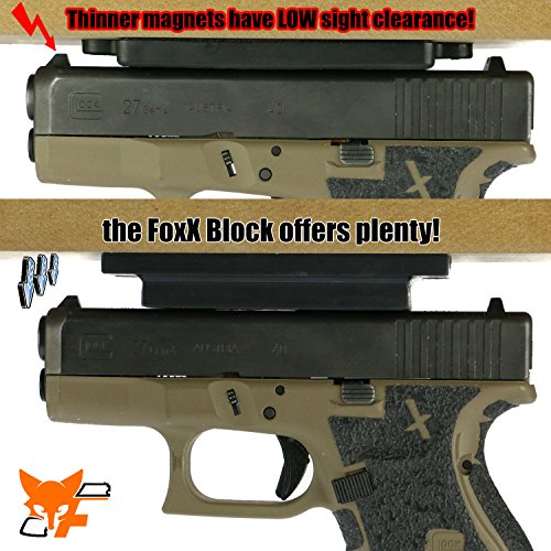 FoxX Block Magnetic Gun Mount for Vehicle and Home - Gun Magnet Mount Urethane Coated Strongest on Amazon! Concealed Firearm Holder For Handgun, Pistol, Revolver, Car, Truck, Desk, Wall or Vault - Thumbnail 2