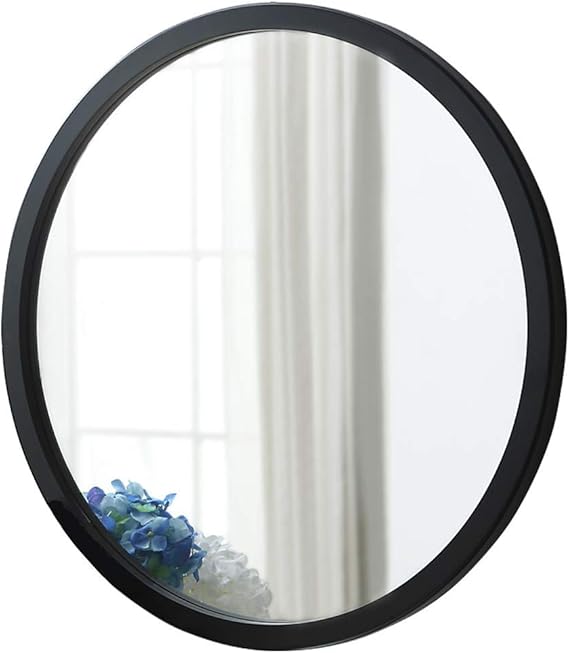 ZTMN Accesorios para baños Espejo de Pared Redondo con Marco de Madera