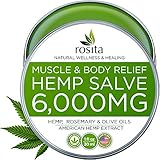 Premium Hemp Balm - Ultra Strong Natural Pain Relief - 6000mg Hemp Extract - Rosemary & Hemp Oil - Anti-Inflammatory for Joint & Muscle, Arthritis Pain - Fast Acting Hemp Salve - Made in USA - Non-GMO