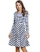 ANGVNS Long Sleeve Striped Patchwork Fit and Flare Swing Dress For Women