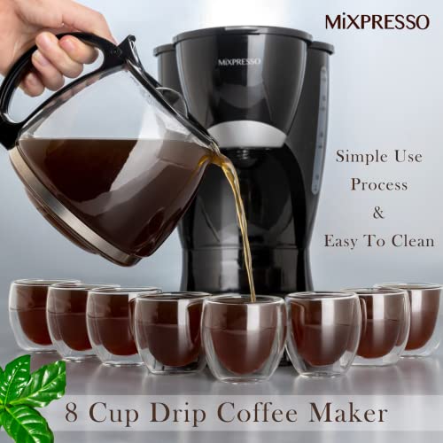 Mixpresso 8Cup Drip Coffee Maker Programmable, Coffee Pot Machine Including Reusable And
