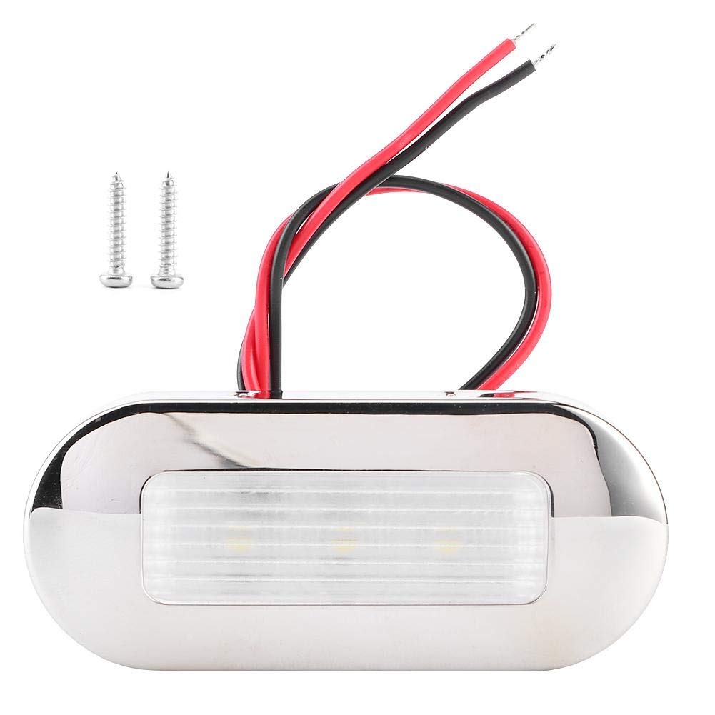 Qiilu 12V DC LED Boat Courtesy Lights, Walkway Courtesy Light Oval Shape 3 Lamp Beads IP67 Waterproof for Marine Boat RV(Cold White)
