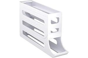 Ｂｅｓｇａ 4 Tier Egg Tray for 30 Eggs Rolling Egg Dispenser Durable Automatically Fridge Rolling Egg Container for Kitchen Counte
