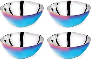 Ahimsa Stainless Steel Bowls for Kids - Pediatrician Designed, 12oz Toddler Bowl, Non Toxic Stainless Steel Snack Bowls Set, Non Plastic Kids Bowl, Dishwasher Safe (Set of 4 Blue)