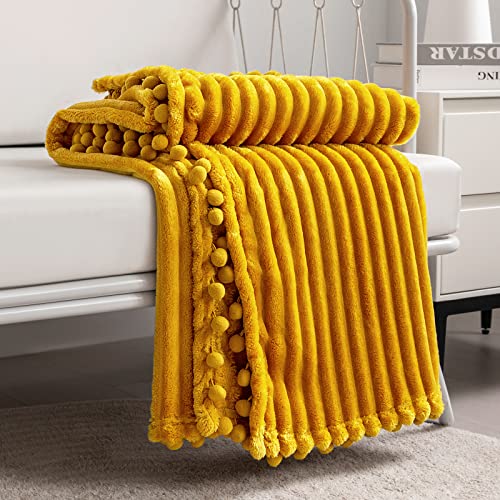 Fleece Blanket Twin Size – 60x80 Yellow - Soft Plush Fluffy Fuzzy