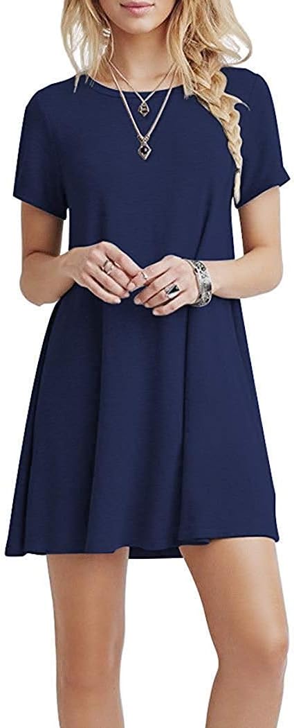 YOUCHAN Tshirt Dress Women Summer Swing Dresses Tee Shirt Short Sleeve Casual Basic Tops T-Shirt A line Loose Fit