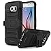 Galaxy S6 Case, MoKo Shock Absorbing Hard Cover Ultra Protective Heavy Duty Case with Holster Belt Clip + Built-in Kickstand for Samsung Galaxy S6 5.1 Inch (2015) - Black