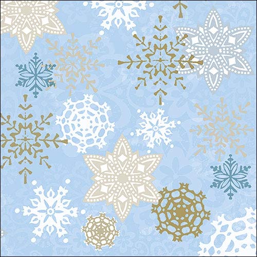 Ambiente, 3-Ply Printed Paper Napkins - Pack of 20 - Delicate Stamps Blue