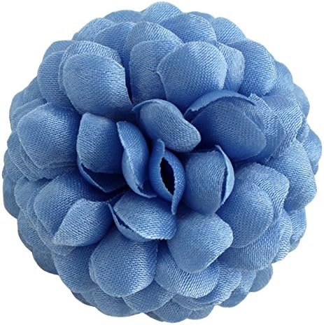 Sara Monica, Men's Flower Lapel Pin Boutonnieres, 2" (5cm) Mum: Made in the USA (Light Blue)