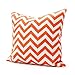 LAVIEVERT 18 X 18 Inch Decorative Cotton Canvas Square Throw Pillow Cover Cushion Case Handmade White and Orange Chevron Stripe Toss Pillowcase with Hidden Zipper Closure (for Living Room, Sofa, Etc)