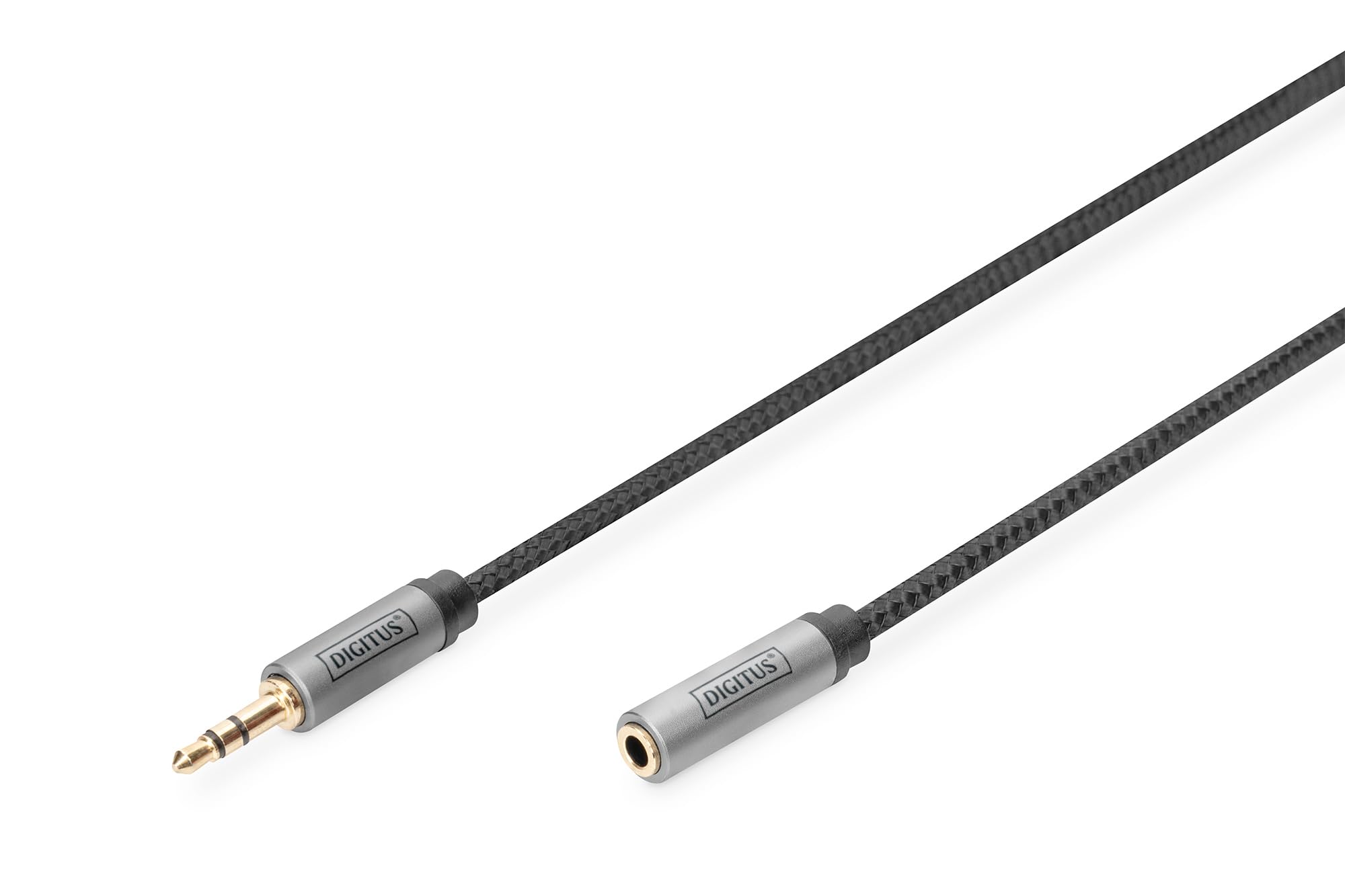 Digitus Audio extension cable - 3.5mm jack to 3.5mm socket - Aux cable - stereo cable - gold-plated contacts - braided cable - 3m - black