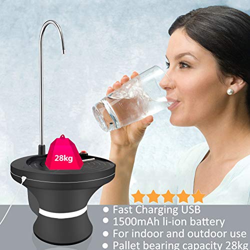 Mother's Day Black Water Bottle Dispenser Pump Automatic Electric Drinking Water Jug Pump for 1-5 Gallon Jug- USB Rechargeable Li-ion - Ultra-Hygienic BPA-Free Water Kettle Dispenser Portable for Home,Kitchen,Outdoor Camping