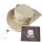 Wide Brim Fishing Sun Hat - Packable Protection for UVA | Lightweight Cotton | Perfect for Fishing Gardening Hiking Camping The Beach and All Outdoor Activity | Bonus Nylon Travel Bag | Men | Women