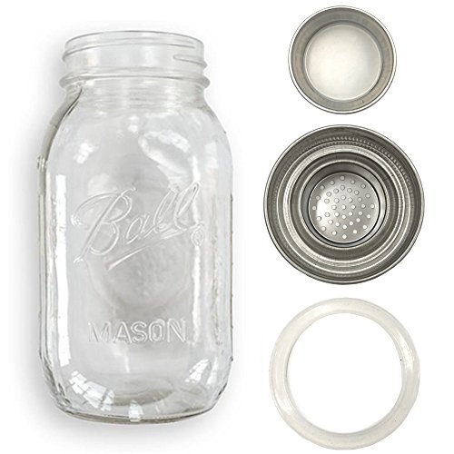 2 Piece 16 Oz Mason Jar and Stainless Steel Cocktail Shaker Set, Mason Jar Shaker Lid with Silicone Seals for Regular Mouth Mason, Ball, Canning Jars, & Stainless Steel Jigger and Muddler - Thumbnail 2