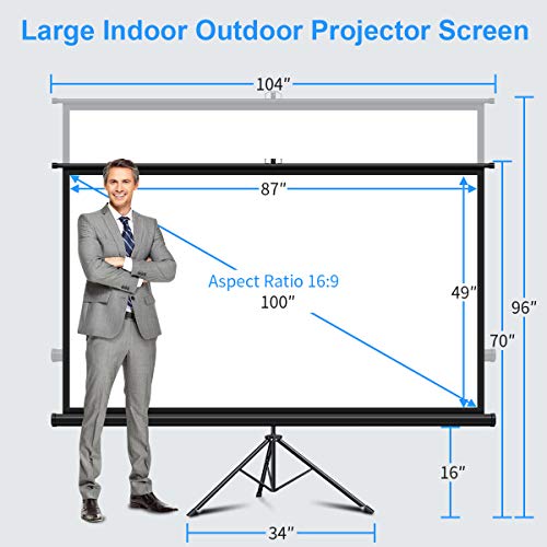 Projector Screen, Keenstone Projection Screen 4K 16:9 HD Foldable Wrinkle-Free Portable Movies Screen for Home Backyard Theater Outdoor Indoor (100 Inch)