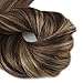 Full Shine 18 inch 9Pcs 120gram Double Weft Clip in Human Hair Extensions Balayage Ombre Remy Hair Color #4 Medium Brown Fading to #24 Highlighted Color #4 Extensions Clip
