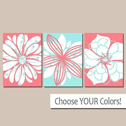 Amazon.com: Venu67Hol Coral Aqua Wall Art Coral Aqua Nursery Decor