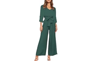FANCYINN Womens 2 Piece Crop Pants Set V Neck Wide Strap Long Sleeve Tops High Waisted Cropped Paper Bag Pants with Belt