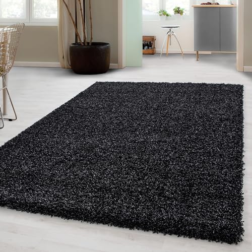 Carpetsale24 Shaggy Hochflor Teppich 200x290 cm Anthrazit weich flauschig modern einfarbig Für große Wohnzimmer oder Esszimmer für Wohnzimmer Schlafzi