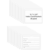 Library Pockets 80-Pack Clear Plastic Index Card Pockets - Self-Adhesive For Organizing (1x4", 3x5", 4x6") Adhesive Clear Pockets