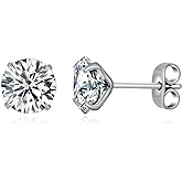 G23 Titanium CZ Stud Earrings for Sensitive Ears, Titanium Cubic Zirconia Stud Earrings for Women 3mm 4mm 5mm 6mm 7mm 8mm