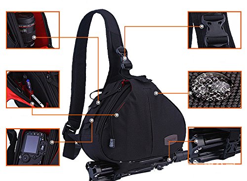 Sac pour Appareil Photo, Pbreack Sac à dos Housse de transport antichoc sac appareil photo reflex sac en bandoulière sac en bandoulière noir