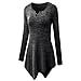 WayToIan Women Handkerchief Hem Long Sleeve Tunic Top (XL, STT170327-black)