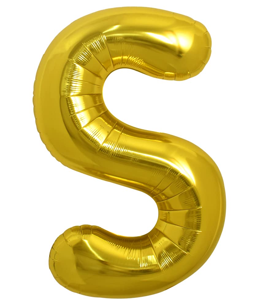 Photo 1 of TONIFUL 40 Inch Large Gold Letter S Balloons, Helium-Filled Mylar Big Balloons for Birthday Party & Anniversary Celebrations