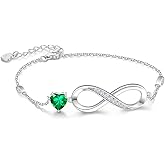 RIVIKO Infinity Love Heart Symbol Charm Bracelet for Women 925 Sterling Silver Adjustable Birthday Valentine’s Day Christmas Mothers Day Jewelry Gift for Mom Women Wife Her Friends