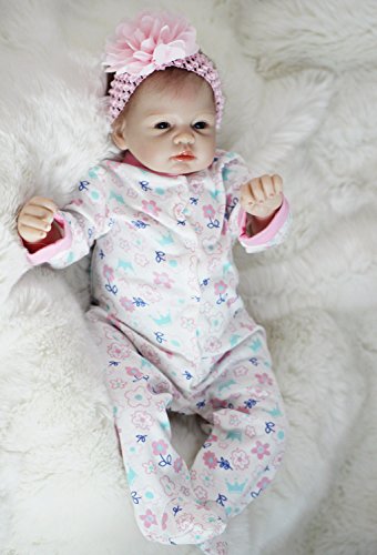 Pursue Baby Cute Soft Body Lifelike Baby Girl Doll Chloe, 22 Inch Real Life Newborn Baby Doll with Pacifier