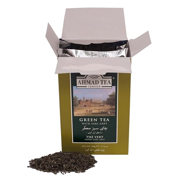 AHMAD TEA GREEN TEA, EARL GREY LOOSE TEA, 500 GRAM