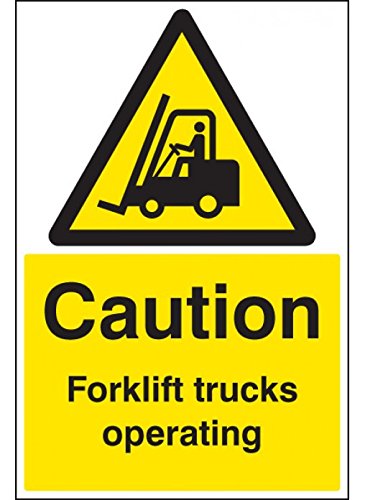 Caledonia Signs 58734 Caution Forklift Trucks Operating Floor Graphic Label, 400 mm x 600 mm