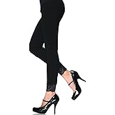 Seamless Leggings with Lace Trim (Black;One Size)