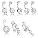 Udalyn 8pcs Belly Button Rings for Women Girls Dangle Ball Navel Rings Body Jewelry Piercing 14G