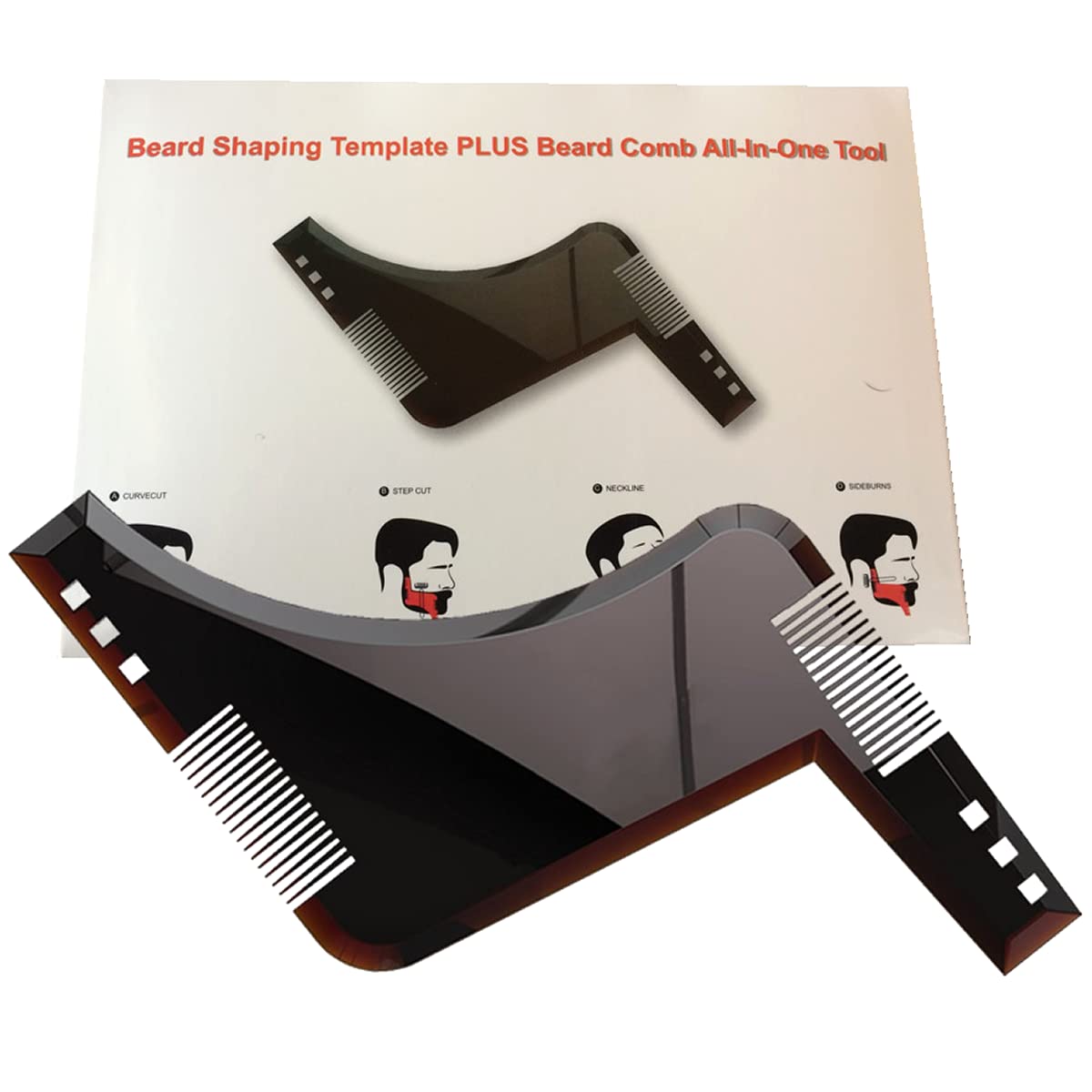 Deco Life® Beard Shaping & Styling Template Comb Beard Shaping Tool Beard Liner Beard Template Beard Stencil Beard Trimmer Tool Beard Shaping Tool Assorted Colours For Mens Great Gift For Mens