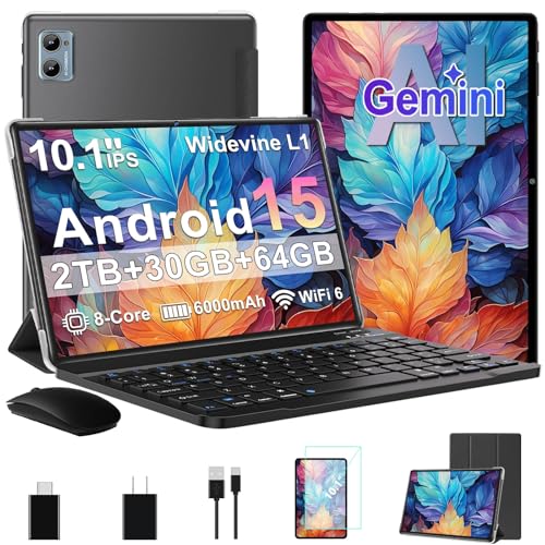 SUAAT Tablet 2026 Android 15 10 inch FHD IPS Display Black