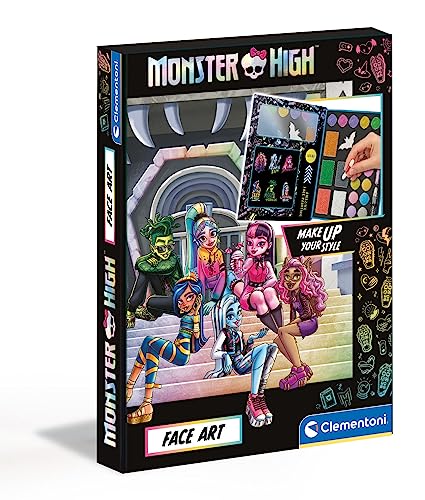 Clementoni Monster High Make-up-Set - Make-up-Set für Kinder - Kinder Schminkset mit Gesichtsfarben, Lidschatten zum Schattieren, Körperstifte, einen Applikator & Schwämme18788