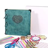 FaCraft Scrapbook Album Heart Printed,Vintage Photo Allbum as Ideal Gifts for Wedding,Valentines,Travel Book,Graduation Recording