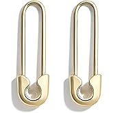 Paperclip Earrings for Women Gold Safety Pin Earrings Statement Punk Pin Earring Paper Clip Ear Hoop Studs Unisex Earring Hypoallergenic Jewelry