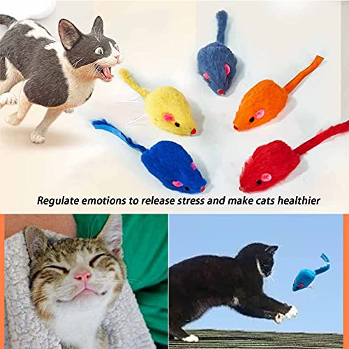 Furry Cat Toys Mice Rattle Interactive Mouse Toy for Indoor Cats Catnip Ball Kitten Kitty Pet